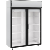 Шкаф холодильный, 1000л, 2 двери стекло, 8 полок, ножки, +1/+10С, дин.охл., белый, рамы дверей чёрные, канапе, R290